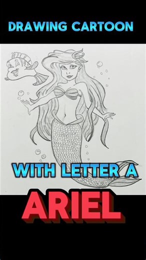 Beautiful Mermaid | Cartoon with Letter A | Ariel 🧜 Disney Princess