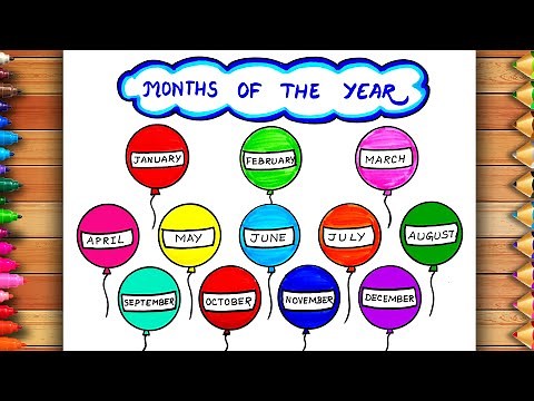 Months of the Year Chart | 12 Months of Year Drawing | Months Name Drawing | Easy Months Name Chart