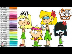 The Loud House Coloring Book Page Lori Loud Leni Loud Lola Loud Lucy Loud Hawaiian Dress
