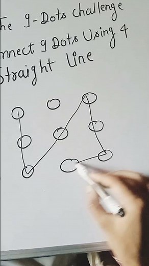 The 9-Dot Challenge–Connect 9 Dots Using 4 Straight Lines Without Taking Off Pencil #shorts​ #puzzle