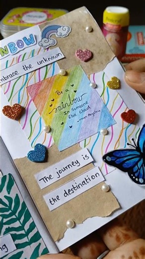 Rainbow theme journal✨️🌈❤️ scrapbooking ideas #shorts