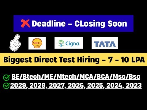 🤯 TATA, Shell Direct Test Hiring 2025 | 2029-2025 Batch Hiring | OFF Campus Drive for 2025 Batch