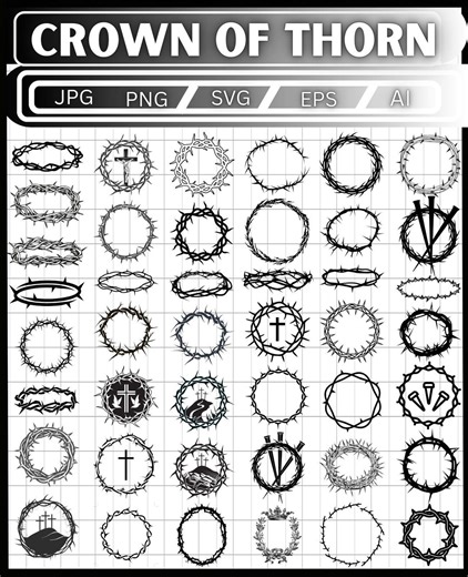 Pack Crown of Thorns SVG Bundle: Vector,religious PNG Jpg,easter Cross Designs,christian - Etsy