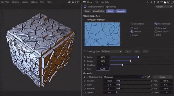 Topoformer is a groundbreaking non-destructive deformer tool for Cinema 4D that alters the topology of your object based on several predefined algorithms, featuring multiple options to tweak the way each style behaves all while in a procedural state. Get it here: https://80.lv/articles/check-out-this-non-destructive-procedural-topology-deformer-for-c4d/ | 80 Level
