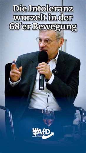 Dr. Christoph Berndt über die 68er Generation 🎓🔴 Dr. Christoph Berndt erklärt, dass die 68er Generation versuchte, die europäische Tradition zu brechen und eine neue Politik durchzusetzen. 🌍 Doch mit ihrem Idealismus kam auch Intoleranz, die heute in Schlüsselpositionen wie Gerichten, Medien und der Politik fest verankert ist. 🙅‍♂️ Diese Entwicklung führt zu Spaltungen und einer wachsenden Intoleranz gegenüber der Opposition. 🔑⚖️ | AfD-Fraktion im Landtag Brandenburg
