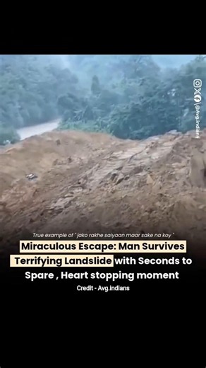 Man survives terrifying landslide with seconds to spare ☠️ #motivation #viral #moments #trending