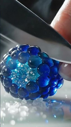 Satisfying Glass Blue Raspberry Cutting 🔪💙 | ASMR for Sleep & Relaxation #Shorts