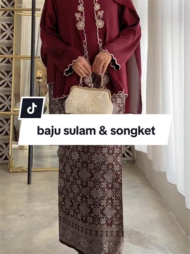 Baju Kebaya Sulam Top dan Kain Songket Lipat