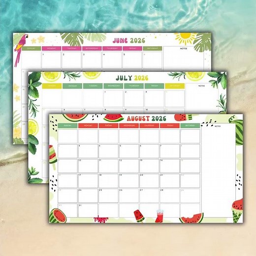 2026 Summer Calendar Canva Editable & Printable | Digital Planner #summerplanner #canvatemplate