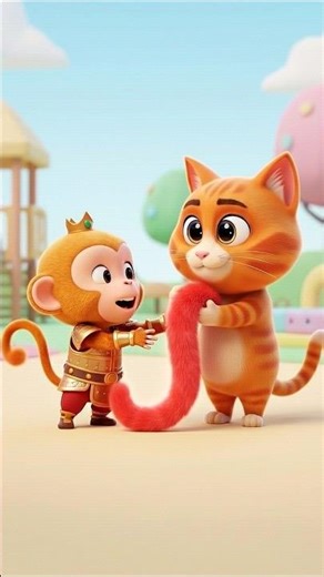 The Cat Gets Tricked by Monkey #funny #animation #cat #shorts #catlover #notreal