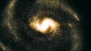 Rotating spiral galaxy - deep space exploration. Animation of a galaxy in space with stars and nebula