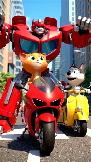 😂 Cat Meets Transformer! You Won't Believe What Happens! 🤖😹 #funnycats #robots