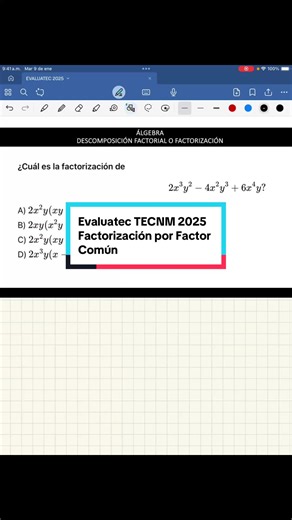 En este video te muestro cómo realizar la Factorizacion de un polinomio mediante el método de factor común. La descomposición factorial es uno de los temas centrales del examen de admisión al sistema tecnológico TECNM Evaluatec.#t#tecnme#evaluateci#ingenieria