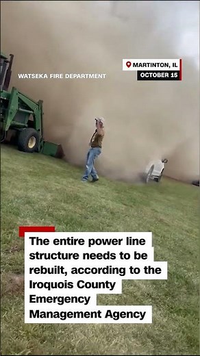 Grain bin elevator collapses in Illinois, sending workers running for their lives