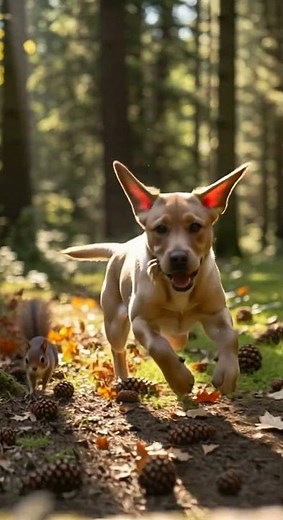 Puppy Chases Squirrel in the Forest! 🐶🐿️🌲