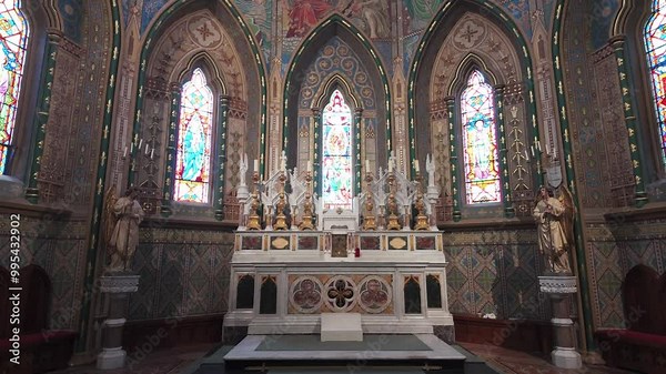 Ireland Epic Locations ornate altar and stained glass windows at St Marys Cathedral Kilkenny City ireland