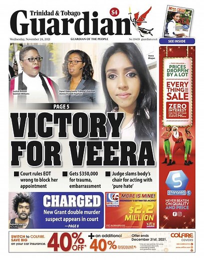 Trinidad and Tobago Guardian – Wednesday 24 November 2021 Read today's big stories from a trusted news source... THE TRINIDAD AND TOBAGO GUARDIAN! | T&T Guardian