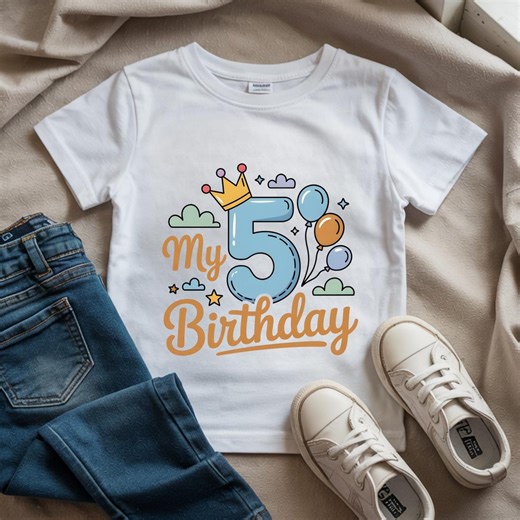 My 5th Birthday PNG: Kids Birthday Shirt Design (digital Download) - Etsy