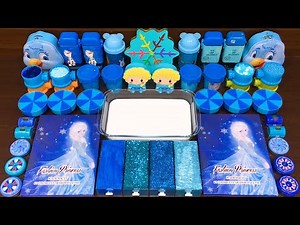 ELSA BLUE !!! Mixing Random Things into GLOSSY Slime !!! Satisfying Slime Video #85