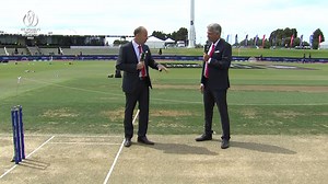 Nasser Hussain and WV Raman with the pitch report for the #CWC22 opener between New Zealand and West Indies 👇 | ICC - International Cricket Council