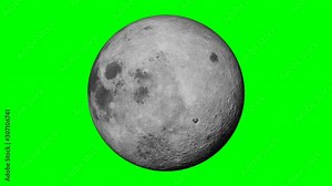 Moon rotating, solar system world in outer space isolated on green screen background, 4k loop