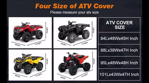 Comnova ATV Cover for 4 Wheelers - 101 Inch ATV Covers 600D Heavy Duty & Waterproof, Outdoor Four Wheeler Quad Cover All Weather Large for Polaris, Kawasaki, Arctic Cat, Honda, Yamaha and More