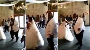 Guests cheer as plus-sized groom and bride scatter the dance floor with steps