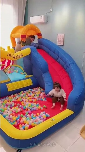 “Bounce House for Kids 🏰|Inflatable Castle with Blower, Slide, Ball Pit& Jump Area for Backyard Fun”