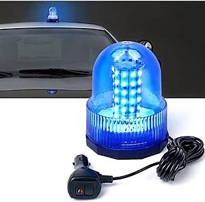 Xprite Super Bright Blue Rotating Revolving LED Beacon Strobe Light,with Magnetic Mount, 60LEDs 15W Emergency Warning Caution Flashing Light for Snow Plow Tru Light for Snow Plow Truck UTV 12v Vehicle