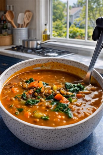 Lentil Soup This hearty lentil soup from deesviral is simple, wholesome, and full of cozy flavor — perfect for an easy, nourishing meal any day of the week. Ingredients: • 1½ cups dry green or brown lentils • 1 large onion, chopped • 2 carrots, sliced • 2 celery ribs, sliced | Healthy Girl Era