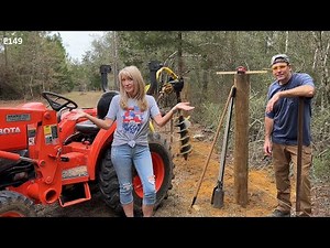 How to Build a Woven Wire Farm Fence with Wood Posts and Kubota Compact Tractor