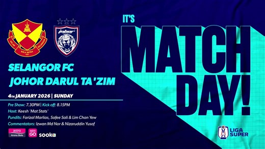 Liga Super: Siaran langsung (live streaming) Selangor vs JDT