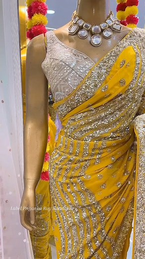 Gorgeous Diva 🌼🌿 LABEL Priyanka Roy Karmakar Haldi Special with hand work 🌻🌱🌷 | LABEL Priyanka Roy Karmakar