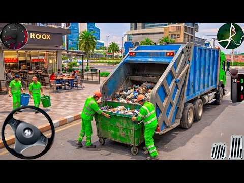 Garbage Trash Truck Realistic Simulator 3D - City Road Garbage Dumper Truck Driver- Android Gameplay