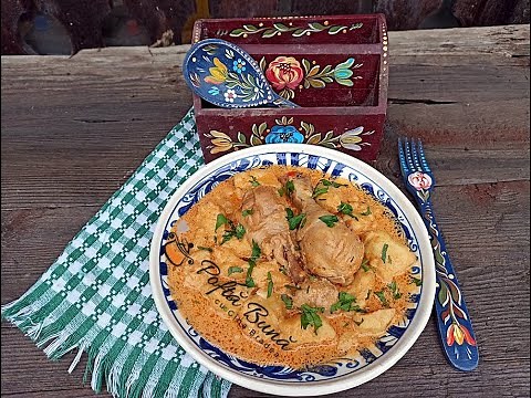 Chicken paprikash recipe with dumplings and sour cream Hungarian recipe | Gina Bradea