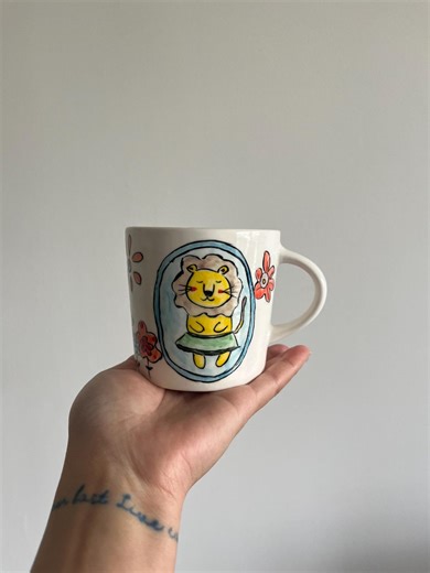 Bear Lion Mug Party Animals Cup Cute Animal Mug Hand Painted Mug Funny Coffee Cup Gift for Friend Dishwasher Safe Microwave Safe - Etsy