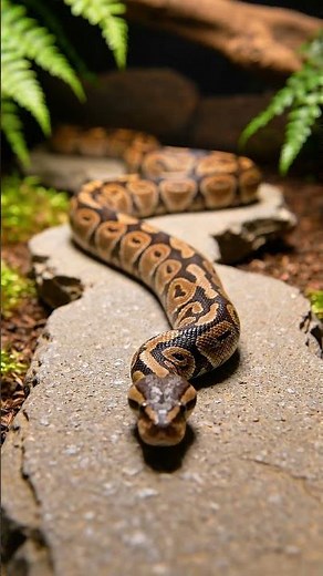 Ball python curves around the ledge 🐍🪨