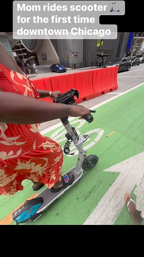 Mom ride scooter for the first time downtown Chicago 😳 #scooter | Tametrica Lee