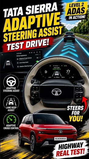 Tata Sierra Adaptive Steering Assist Test 😲 | Level 2 ADAS #tatamotors #sierra #sierraev
