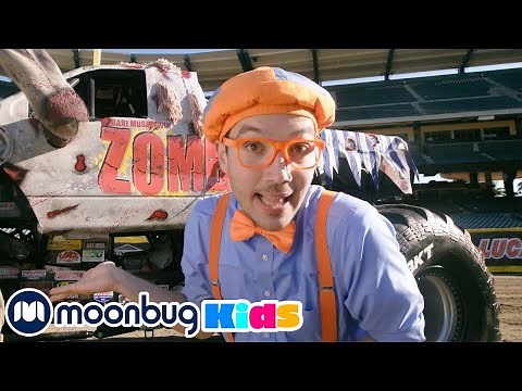Blippi Explores Monster Trucks at Monster Jam | Blippi | Cartoons for Kids | Moonbug Kids Playground