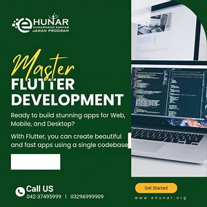 🚀 Master Flutter Development🚀 Ready to build stunning apps for Web, Mobile, and Desktop? 🌍 With Flutter, you can create beautiful and high-performance apps using a single codebase. Don’t miss out on the chance to level up your skills and bring your app ideas to life! 💡 Now’s the perfect time to start coding! For further details, reach us at: 📞 Call: 042-37495999 | 0329-6999909 ✉️ Email: info@ehunar.org 🌐 Website: www.ehunar.org #FlutterDevelopment #MobileDevelopment #WebDevelopment #Deskto