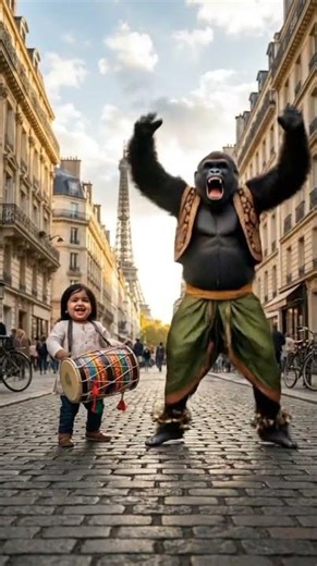 Baby vs Gorilla Bhangra Dance | Cute Baby Playing Dhol | Epic Bhangra in Paris