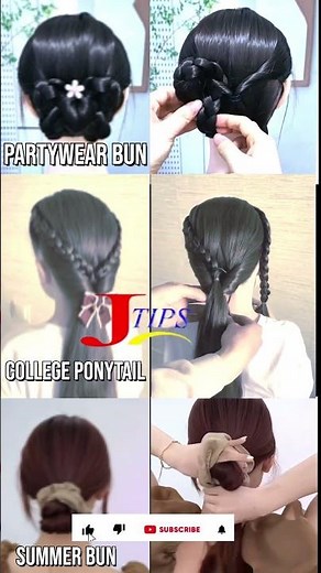 Partywear Bun + Summer Bun + College Ponytail 😍🔥 | 3 Easy Hairstyles for Every Occasion 💖