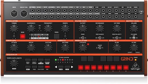 Behringer's Grind is a hybrid semi-modular synth that borrows oscillators from a beloved Mutable Instruments module