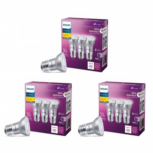 Philips 50-Watt Equivalent PAR16 Dimmable E26 LED Light Bulb Bright White 3000K (9-Pack) - The Home Depot
