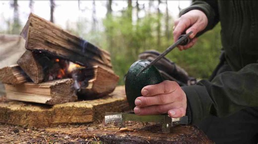 Alien egg baked in the oven in the forest - ASMR outdoor cooking