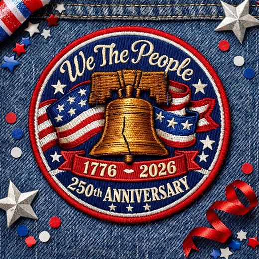Custom Embroidered We The People Patch 1776 2026 Liberty Bell 250th Anniversary USA Iron On Patriotic Patch