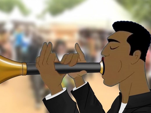 正在吹唢呐的黑人