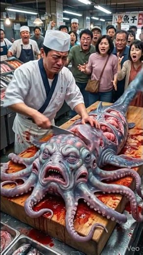 これ食べられるの！？見たことない深海魚（？）を捌く瞬間 #Shorts#AIart #ミステリー #深海魚