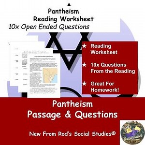 Pantheism in World Religions Reading Worksheet w/Answer Key EDITABLE